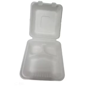 Bandeja compostable 8X8, 3 divisiones, (50 uds)